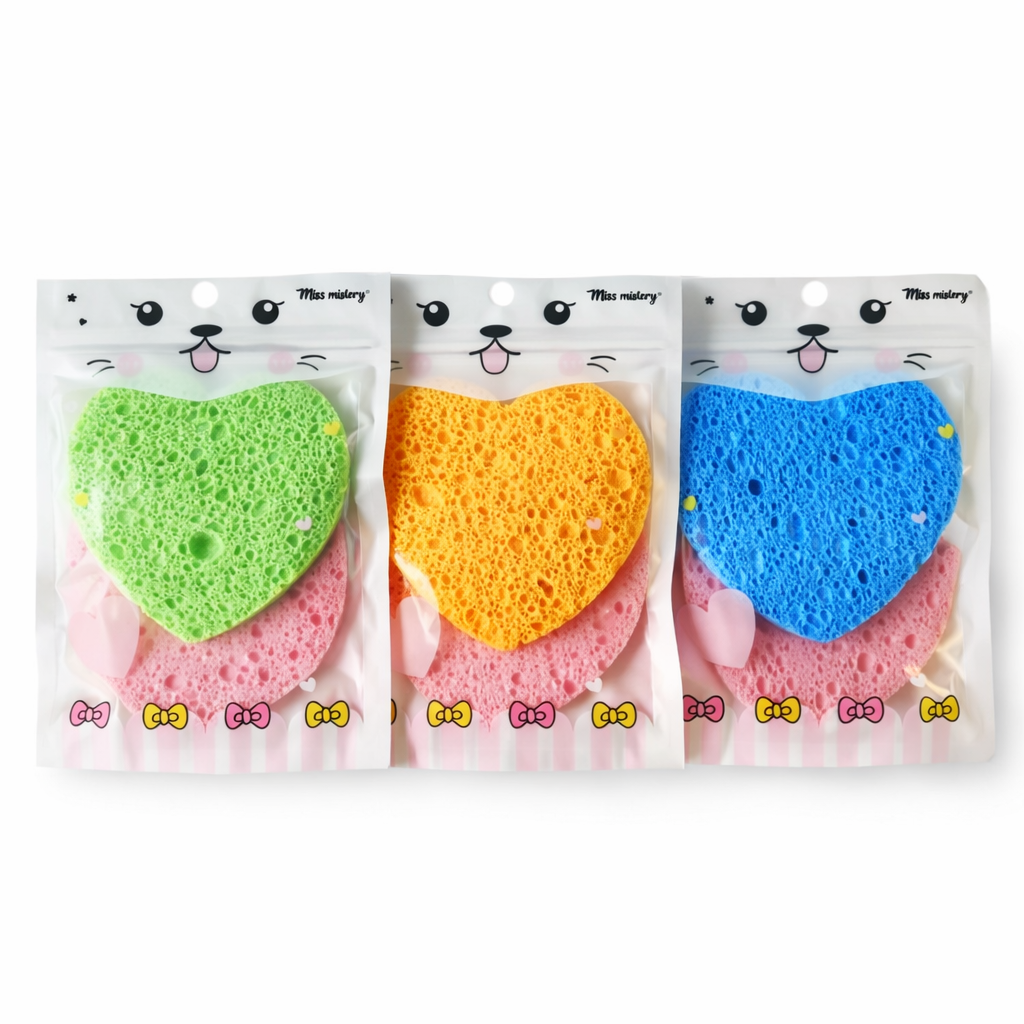 Esponja facial de limpieza en forma de corazón /Paquete con 12 piezas