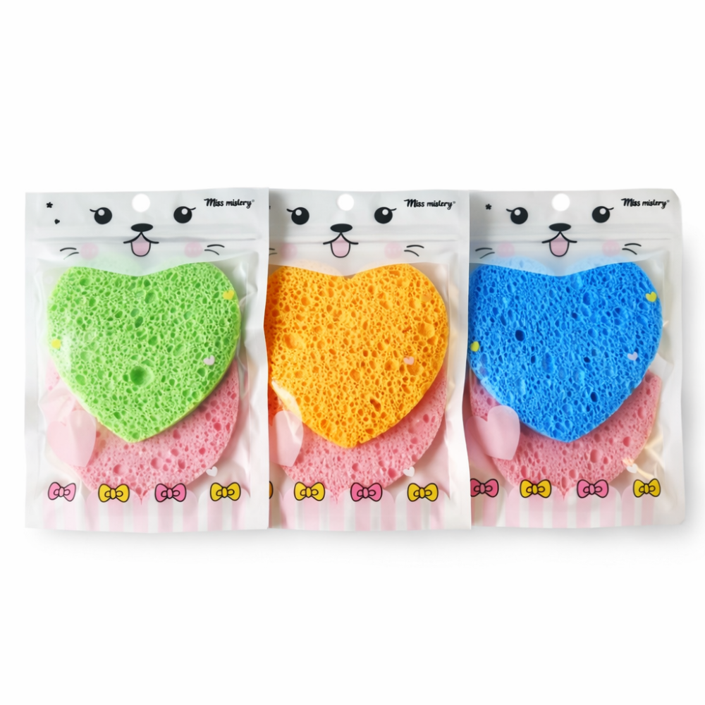 Esponja facial de limpieza en forma de corazón /Paquete con 12 piezas