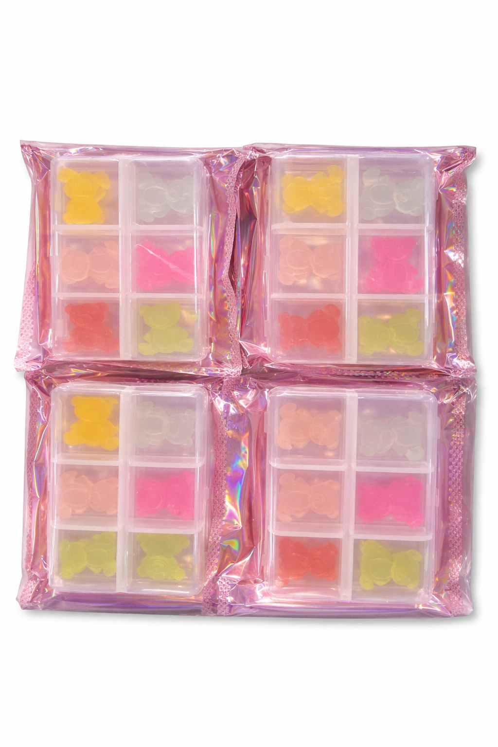 Decoración de Uñas Kawaii con Cajita (Set de Ositos Multicolor) /Paquete con 12 piezas
