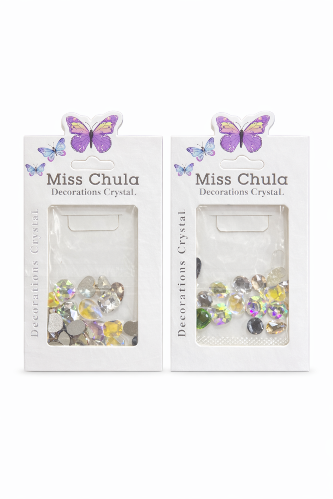 Decoración uñas cristal corazón Miss Chula – piedras strass nail art /Paquete con 12 piezas