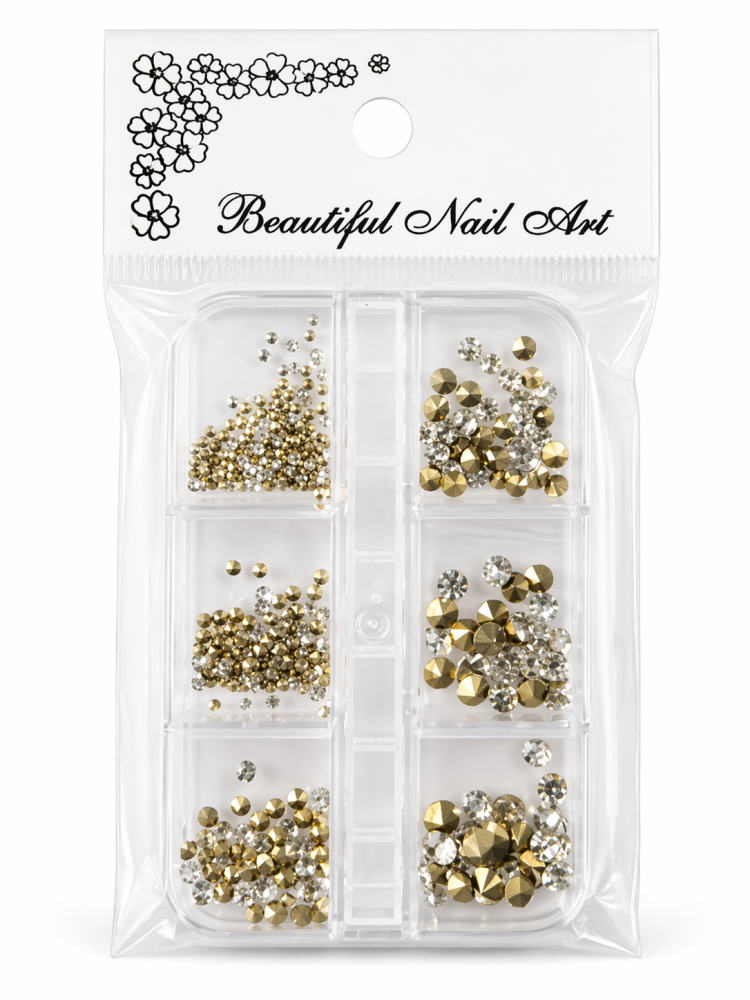 Set de cristales para uñas mix tamaño /Paquete con 12 piezas