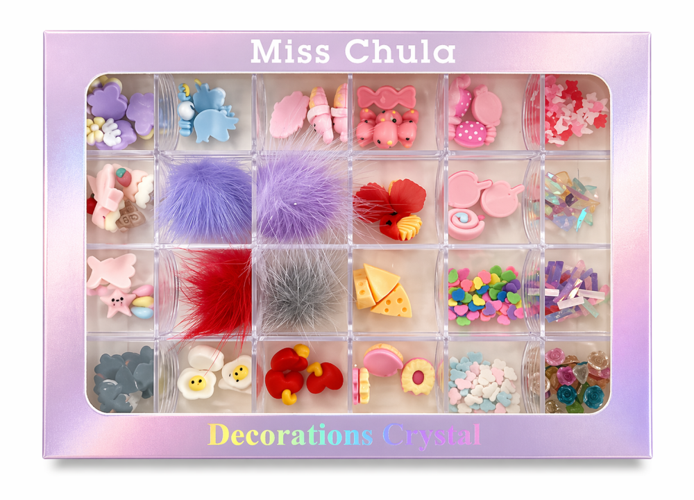 Kit Decoración Uñas Mix con Caja 24 Compartimentos