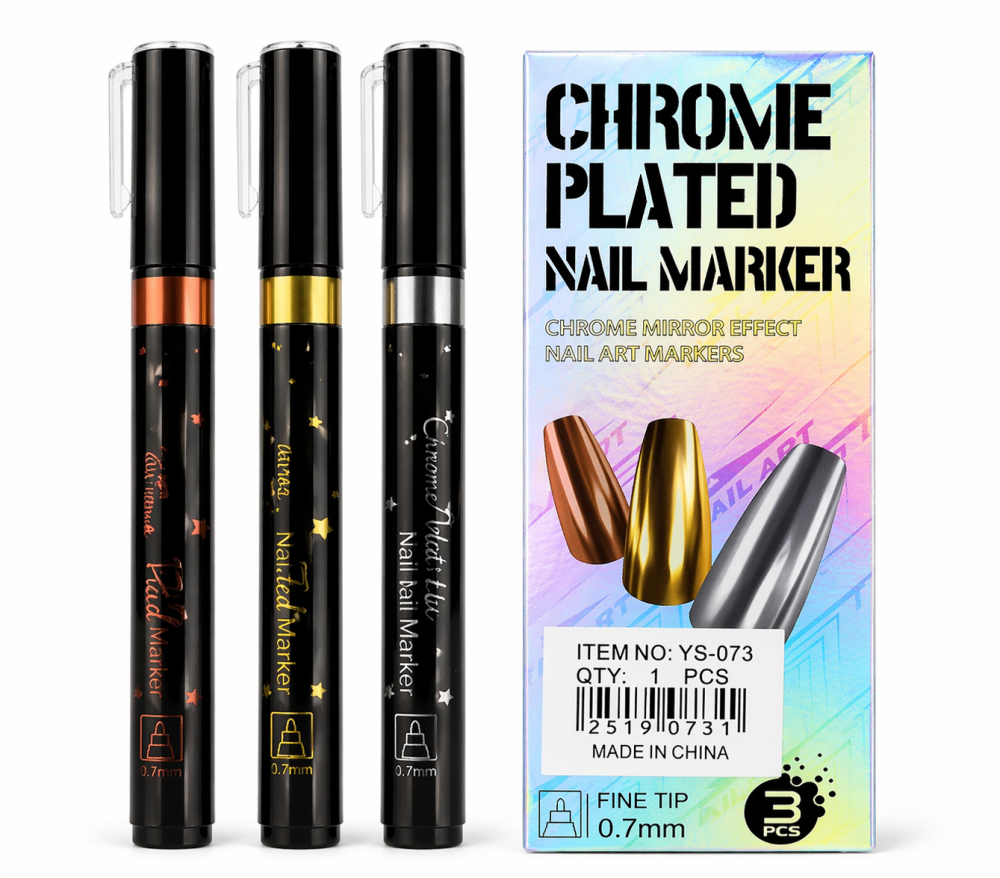 Marcadores de uñas con Efecto Cromado /Set con 3 colores