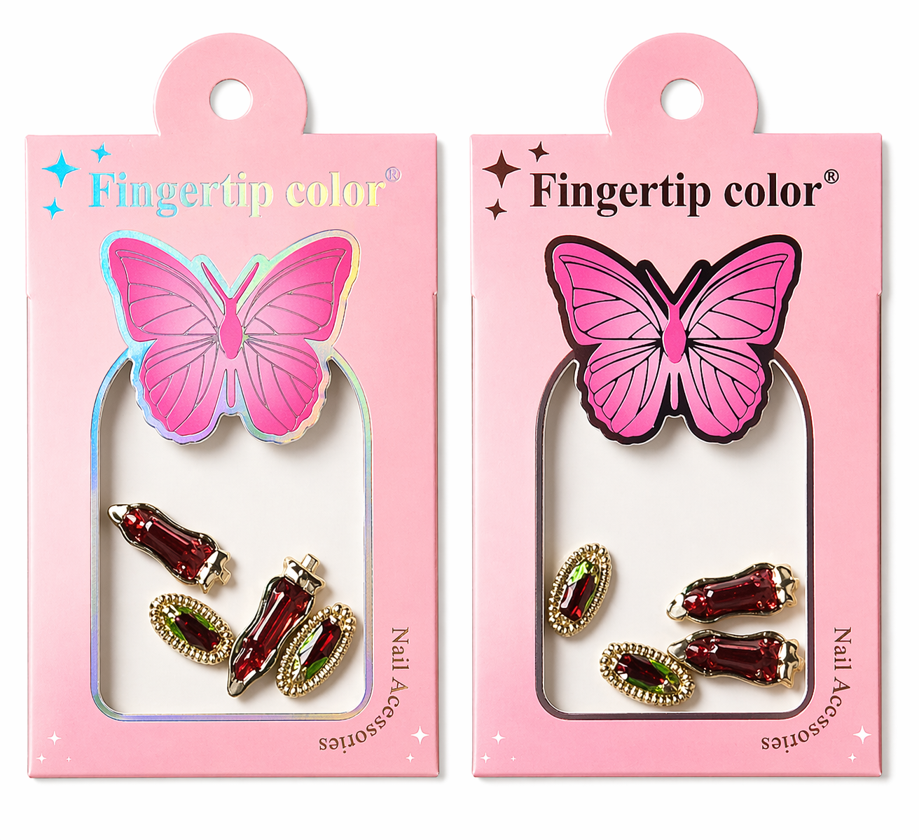 Decoración de uñas con diseño de Virgen Rojo y verde con borde dorado/ Paquete con 12 piezas