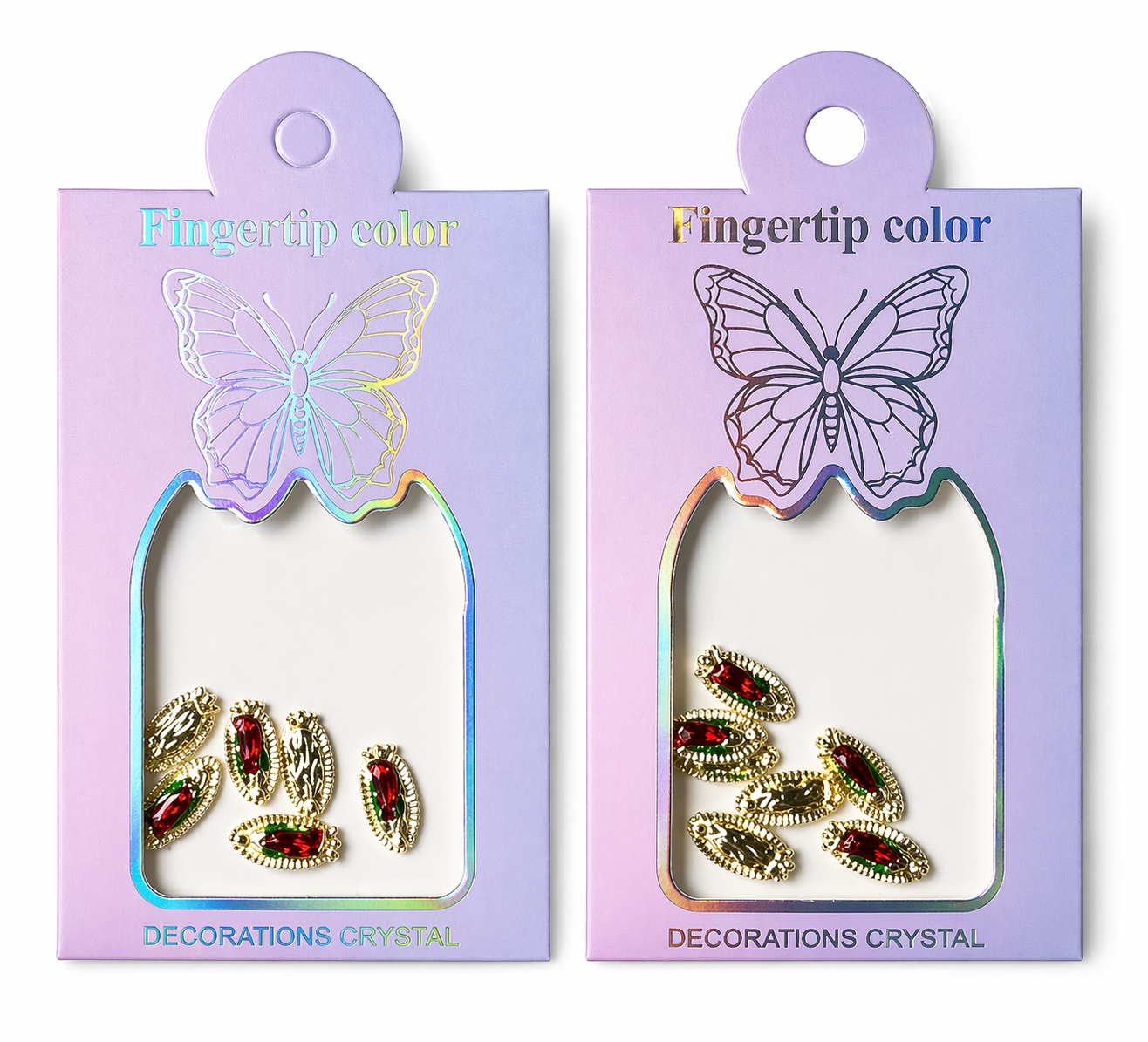 Decoración de uñas con diseño de Virgen Rojo y verde con borde dorado/Paquete con 12 piezas
