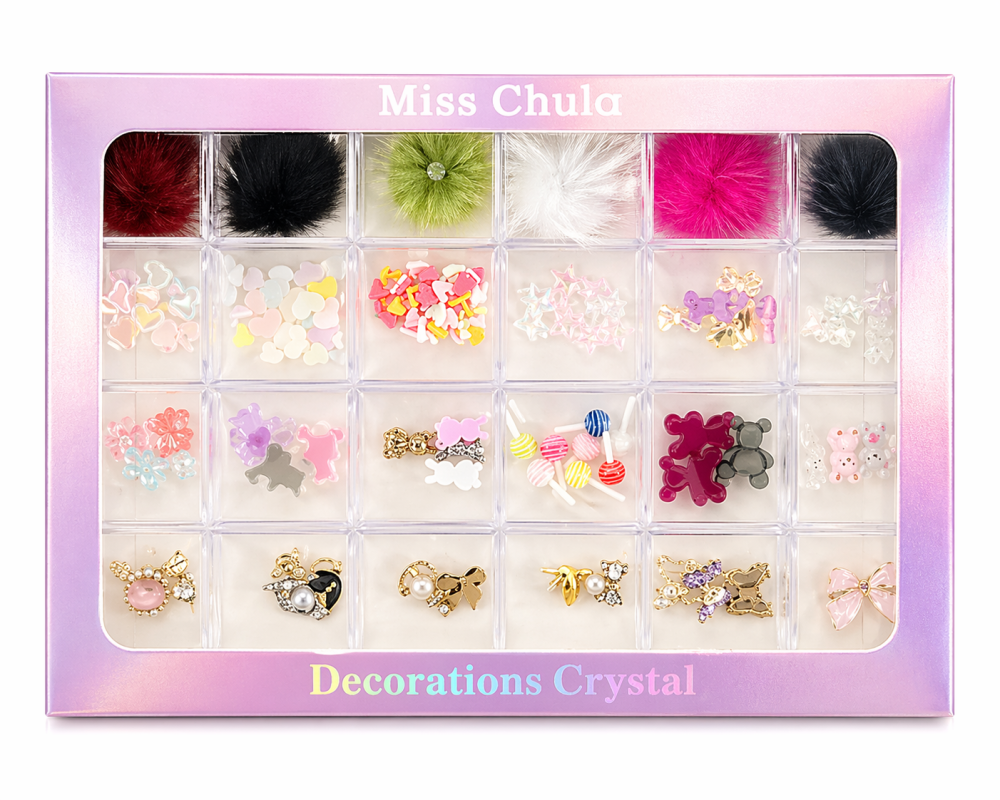 Kit Decoración Uñas Mix con Caja 24 Compartimentos