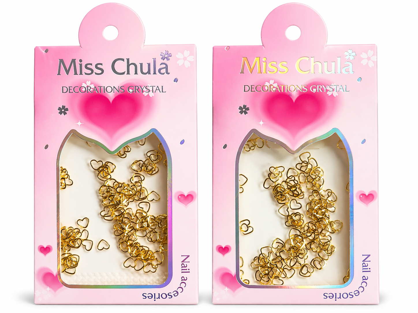 Decoración de Uñas Corazones Dorados /Paquete con 12 Piezas