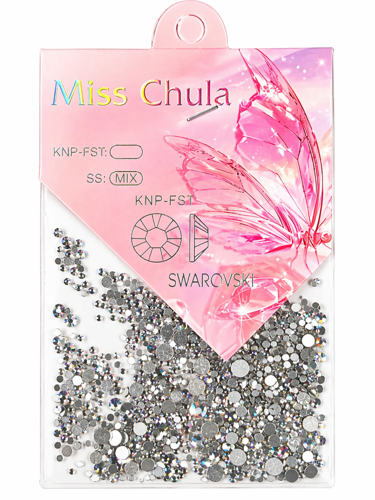 Set Cristales para Uñas Strass Plateado Brillo Intenso Mix Tamaños /Paquete con 12 piezas