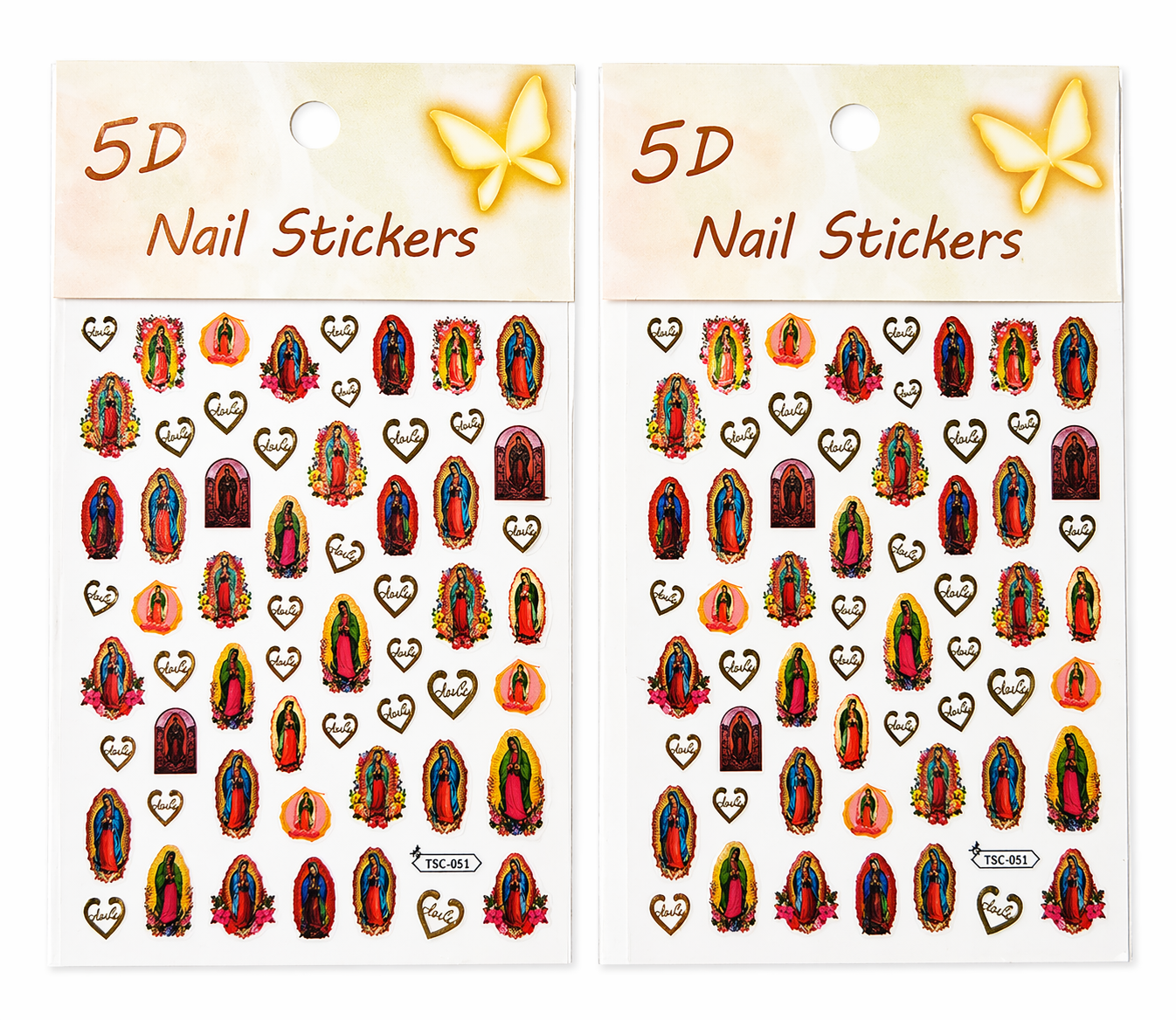 Sticker para Uñas Diseño de la Virgen de Guadalupe /Paquete con 12 piezas