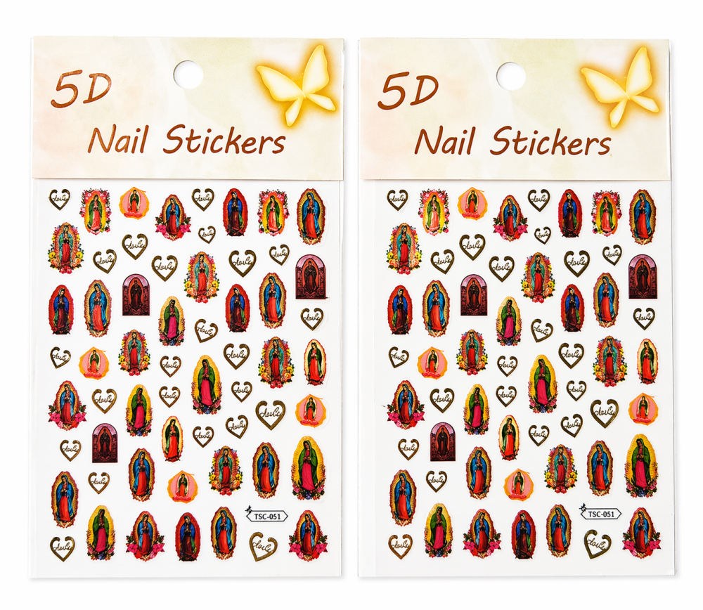 Sticker para Uñas Diseño de la Virgen de Guadalupe /Paquete con 12 piezas