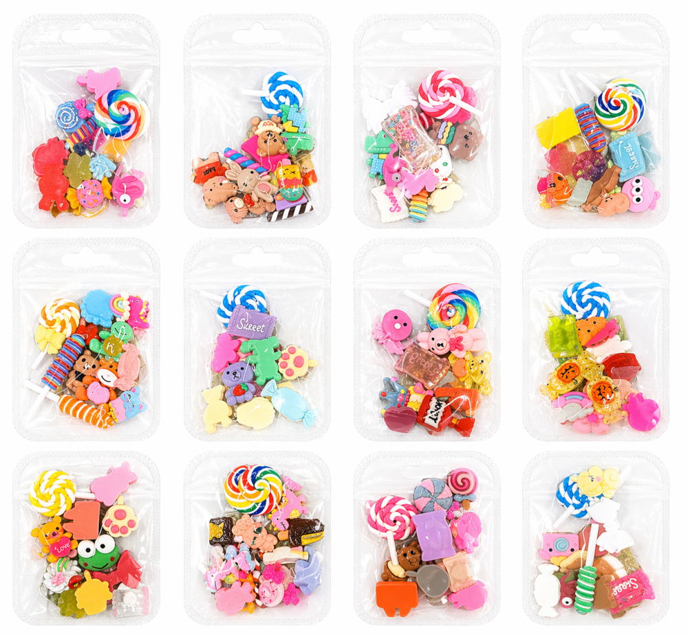 Set Decoración Uñas Dulces 12 Modelos – Charms 3D Mix Candy /Paquete de 12 bolsas con 12 piezas