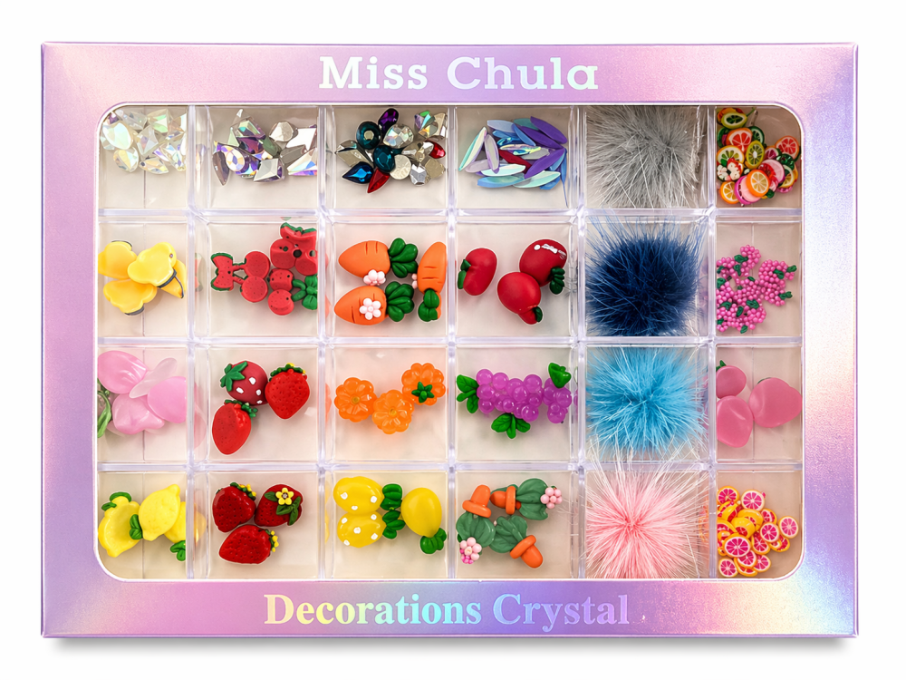 Kit Decoración Uñas Mix con Caja 24 Compartimentos