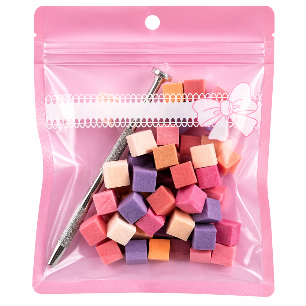 Herramienta de Escultura para Uñas (Bolígrafo Metálico con Almohadillas de Espuma Reemplazables) Paquete de 12 bolsitas con 50 piezas