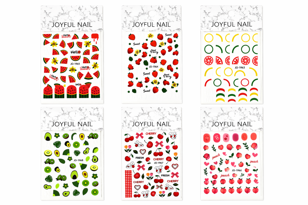 Stickers para Uñas Diseño Frutal  /Paquete con 12 piezas