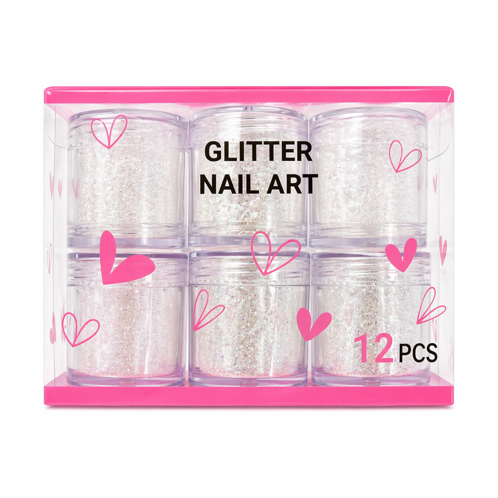 Decoración uñas glitter /Paquete con 12 piezas