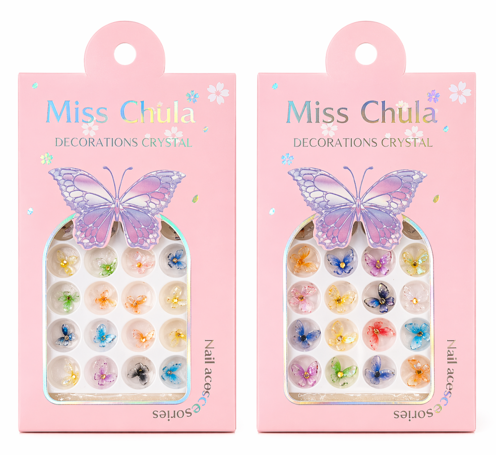 Dije 3D flor y mariposa /Paquete con 12 piezas