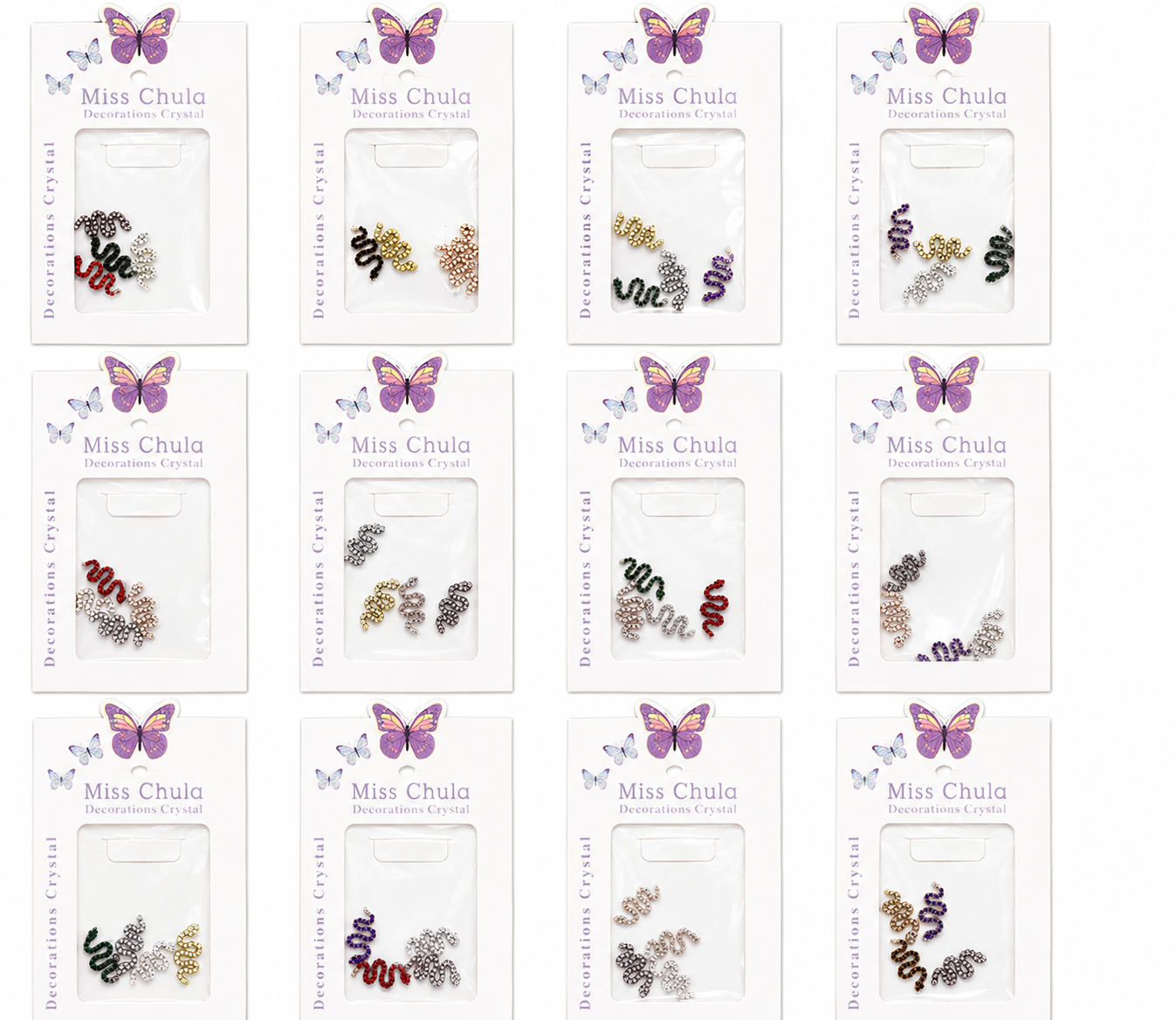 Dije de víbora para decoración de uñas / Paquete con 12 piezas