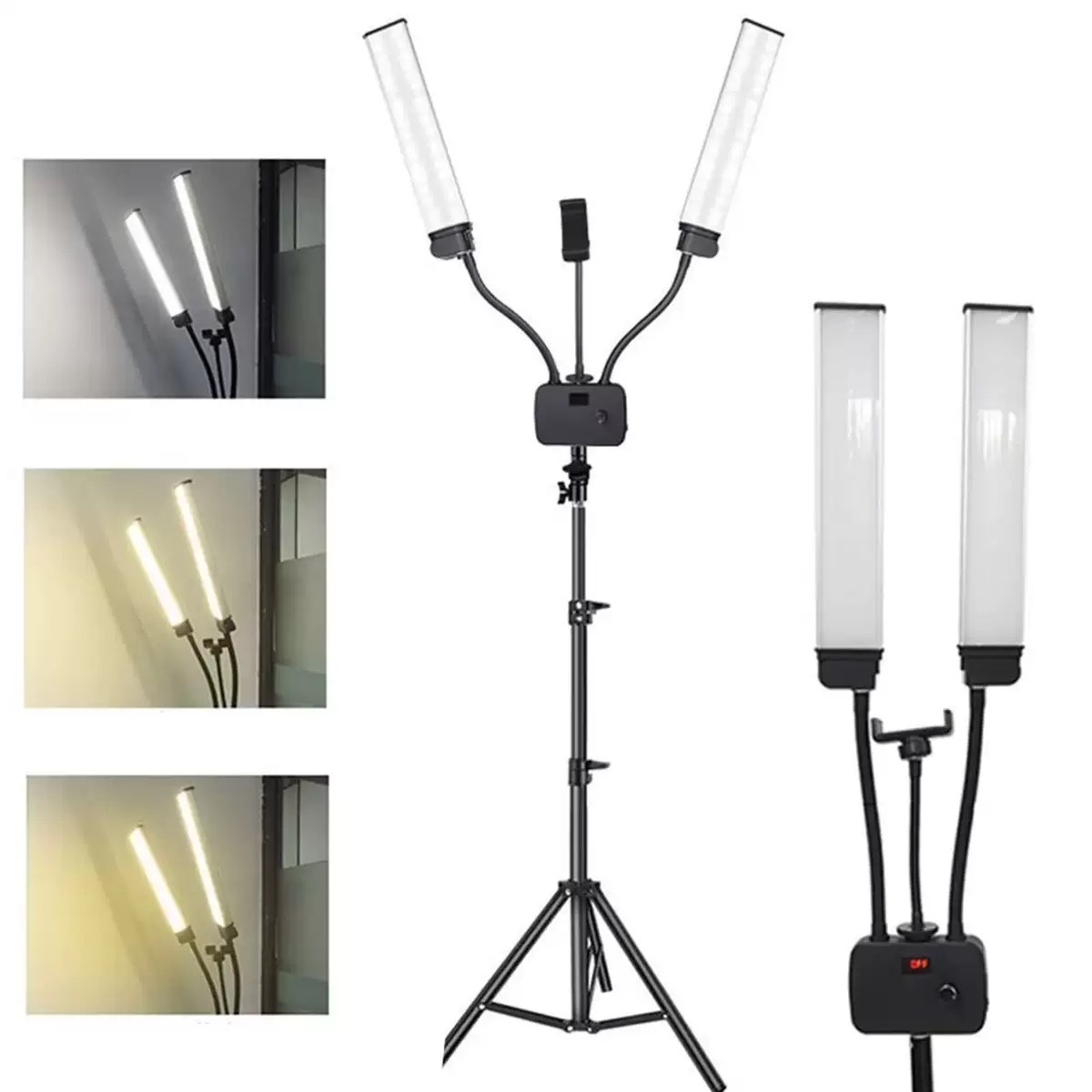 Lampara LED pro de doble brazo, luz ajustable / con soporte de lampara