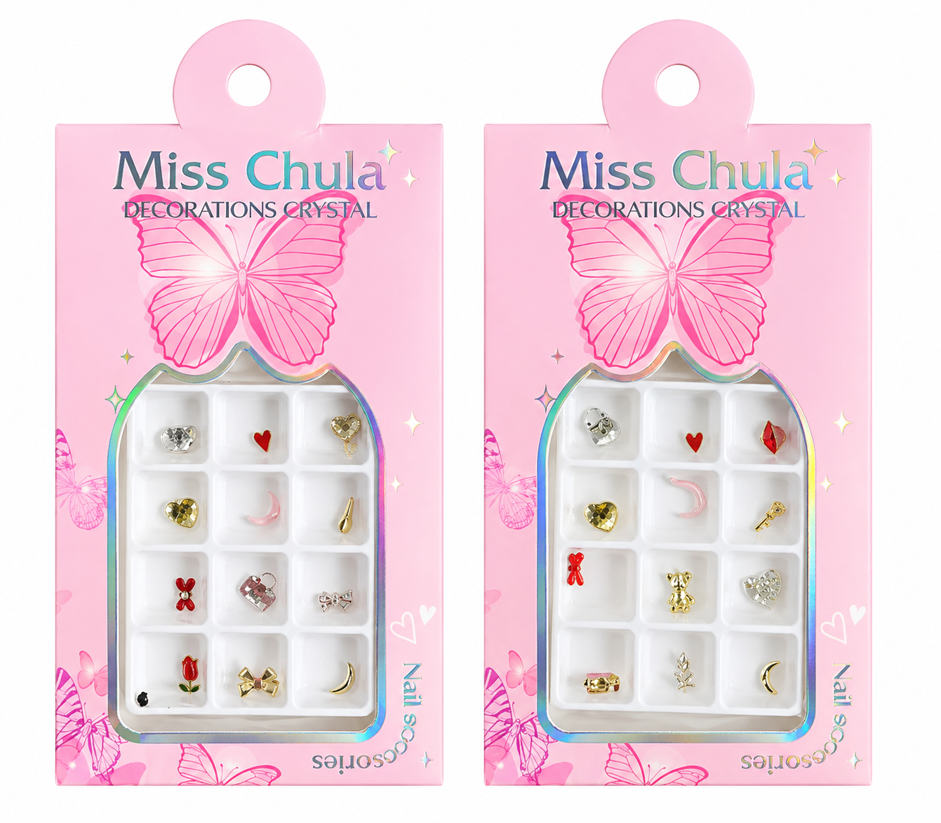 Decoración de Uñas Mini Metálica y Cristal /Paquete con 12 piezas