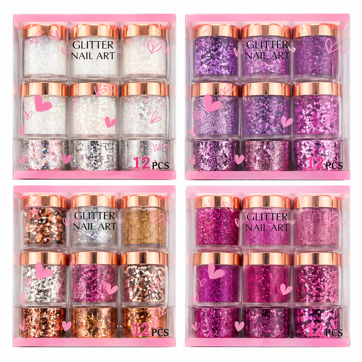 Ojuela con glitter surtido colores /Cajita con 12 piezas