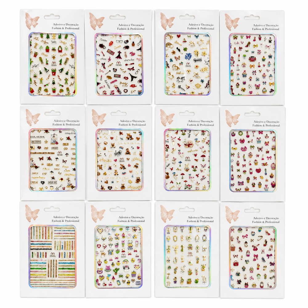 Sticker con relieve aperlado surtido /Paquete con 12 piezas