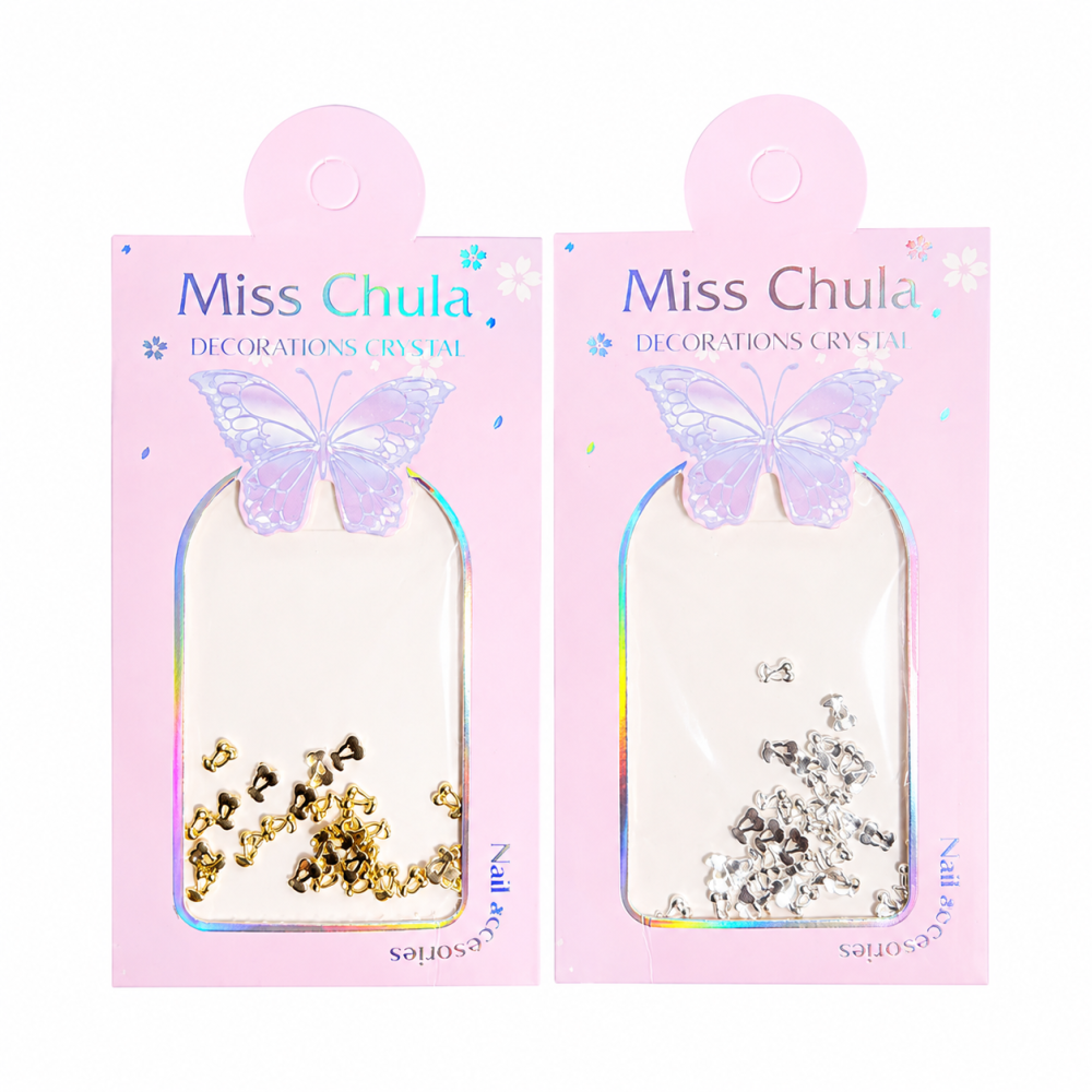 Decoración de uñas metálica mini cerezas 3D (oro/plata) /Paquete con 12 piezas