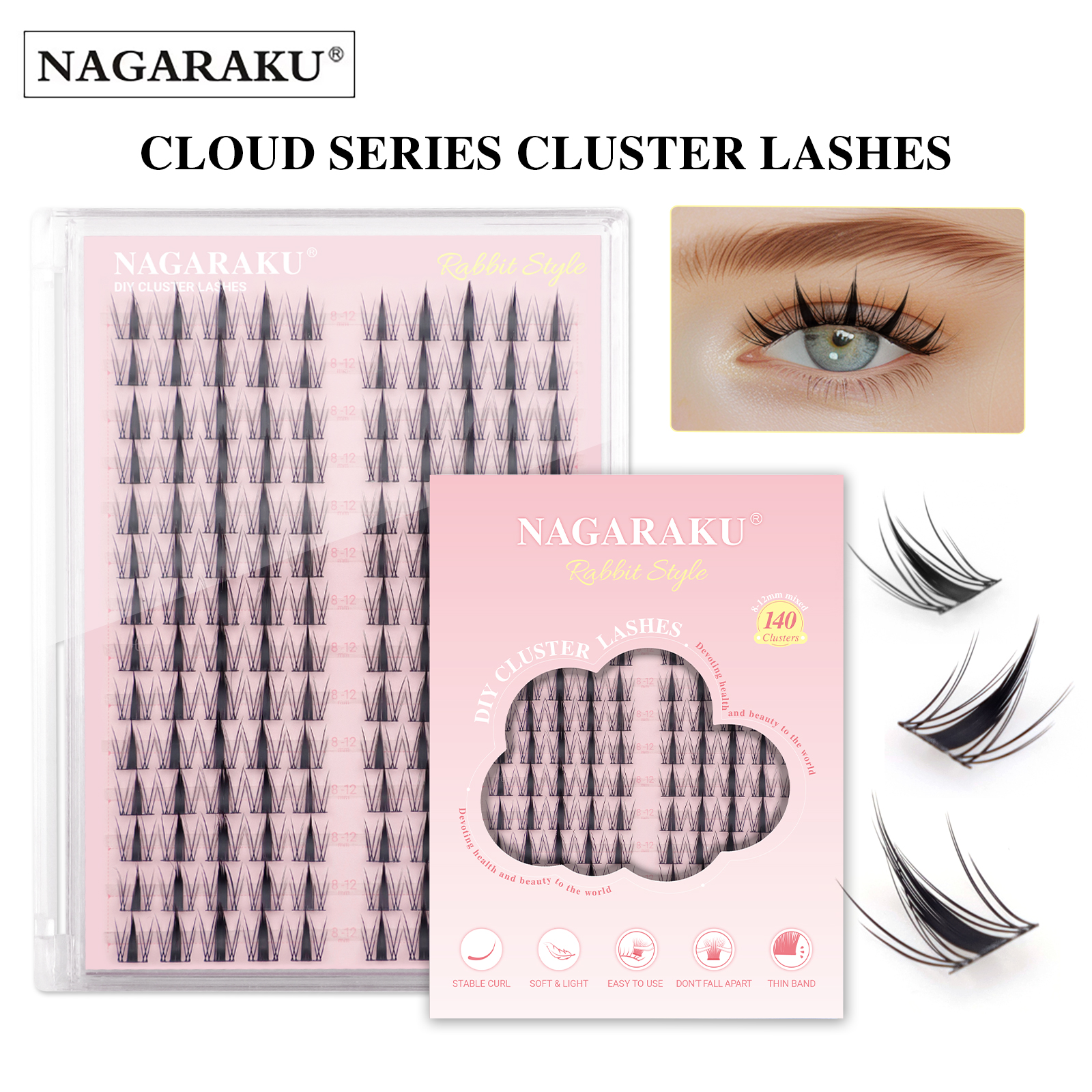 Pestañas tipo anime efecto manga – cluster lashes reutilizables
