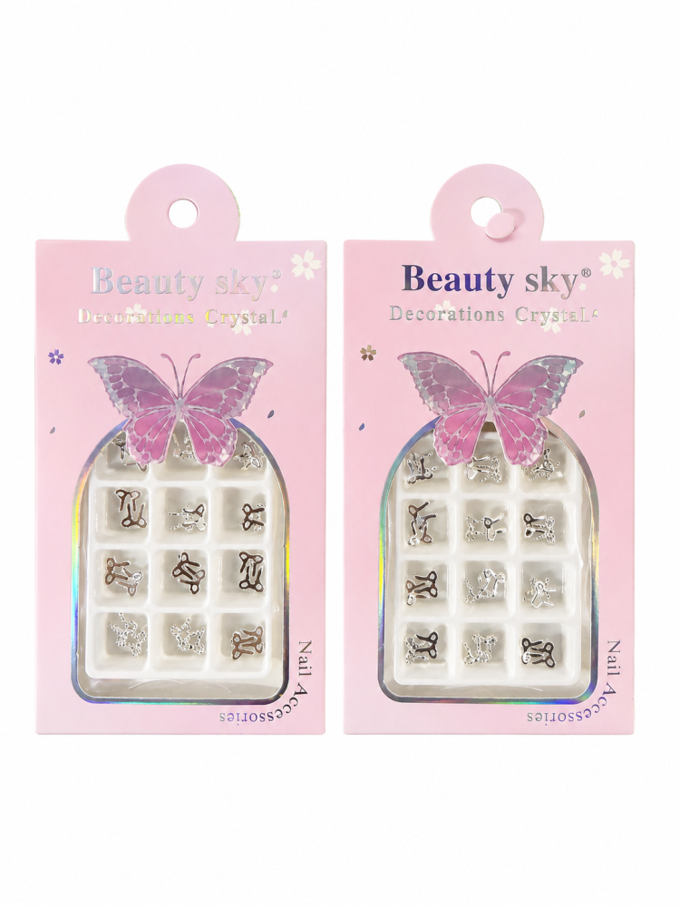 decoración moños metálicos para uñas /Paquete con 12 piezas