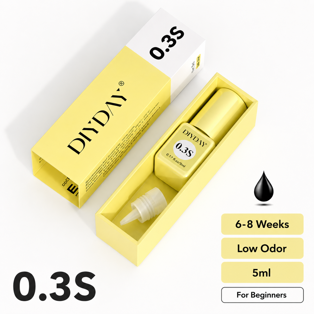 DIYDAY Pegamento para Pestañas en Racimo 0.3S – Bajo Olor, 5 ml