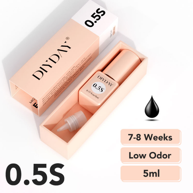 DIYDAY Pegamento para Pestañas en Racimo 0.5S – Duración de 7–8 Semanas, Bajo Olor, 5 ml