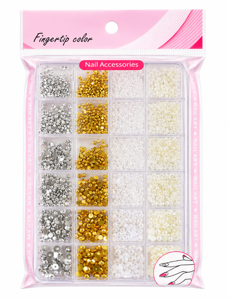 Decoración de Uñas Perlas y Cristales – Caja Multicolor