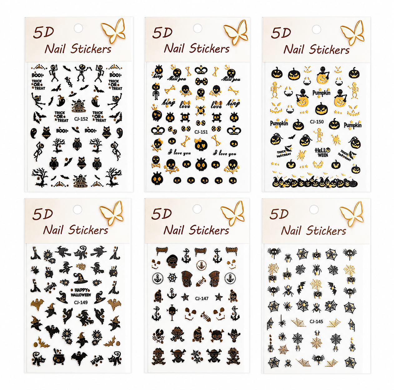 Stickers para Uñas de Halloween /Paquete con 12 piezas