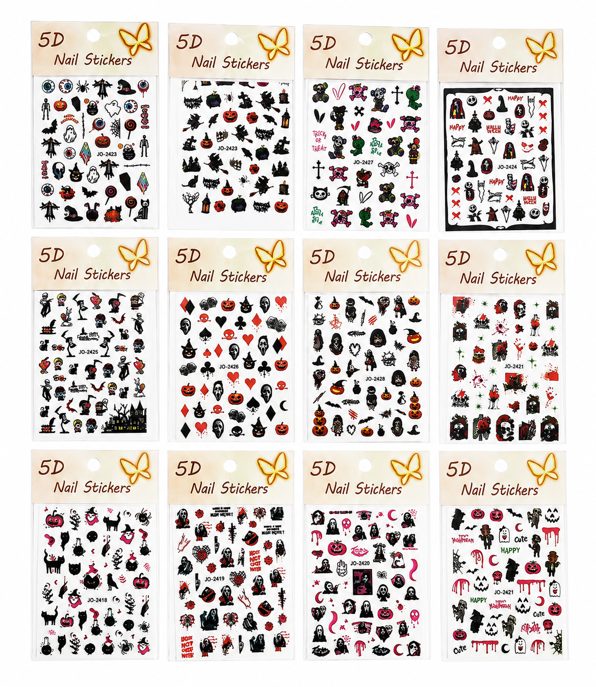 Stickers para Uñas de Halloween /Paquete con 12 piezas
