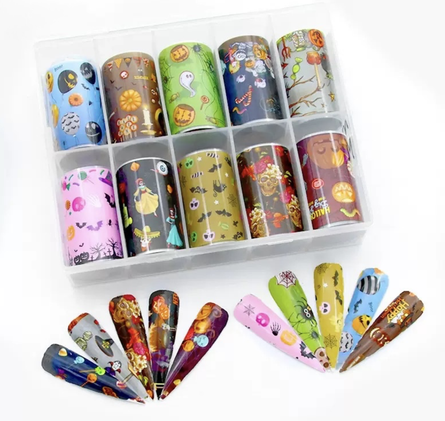 Foil para uñas día de muertos /Paquete con 10 cajitas