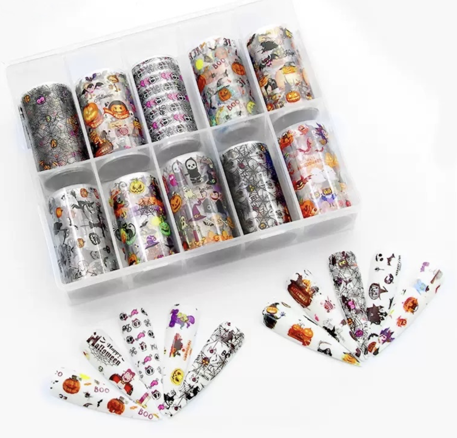 Foil para uñas día de muertos /Paquete con 10 cajitas