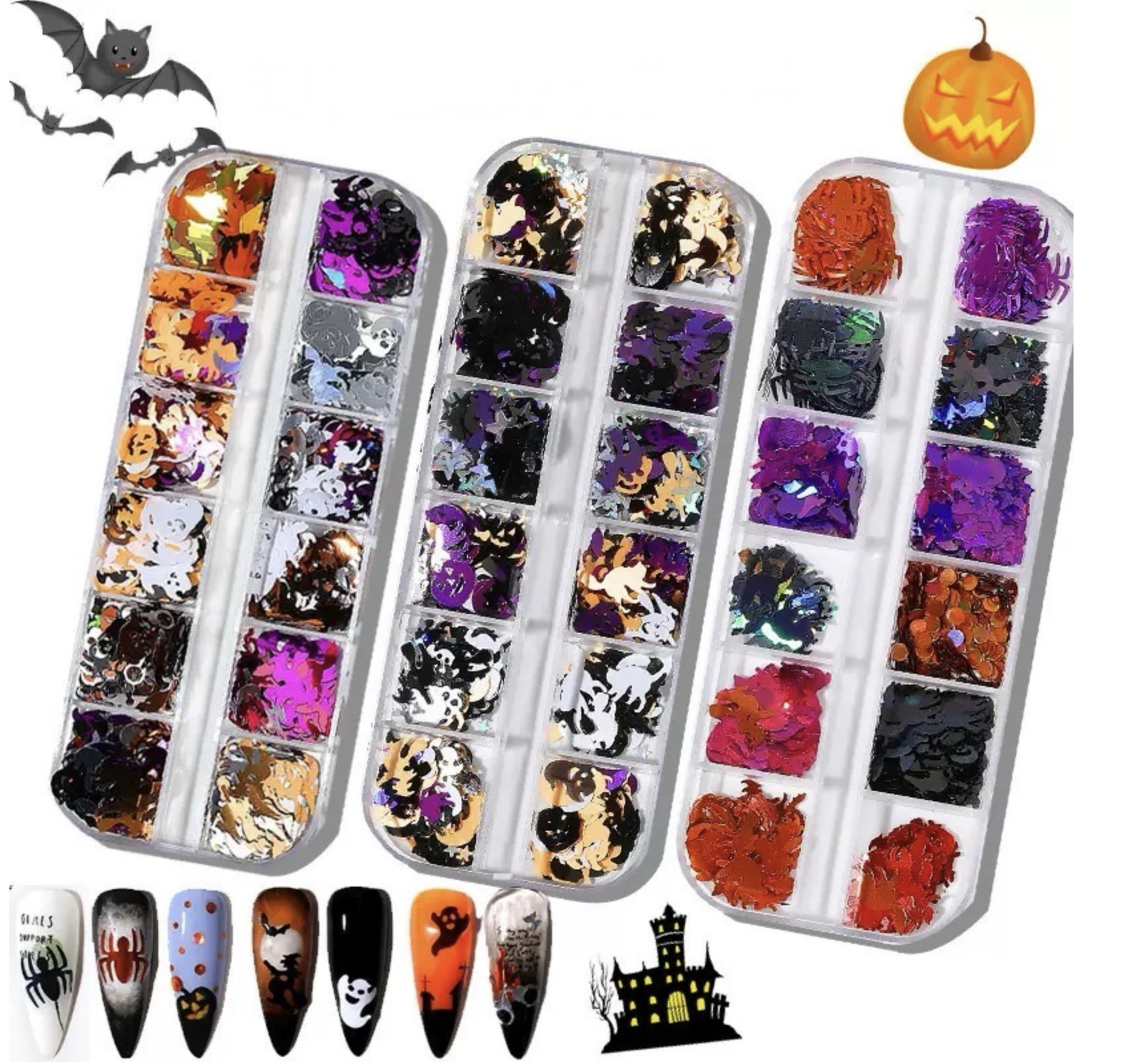 Acetato decoración de uñas día de muertos / Paquete con 12 piezas