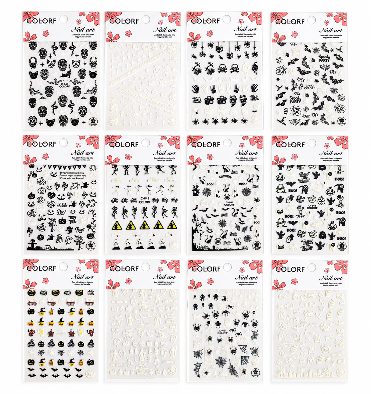 Stickers para Uñas de Halloween /Paquete con 12 piezas