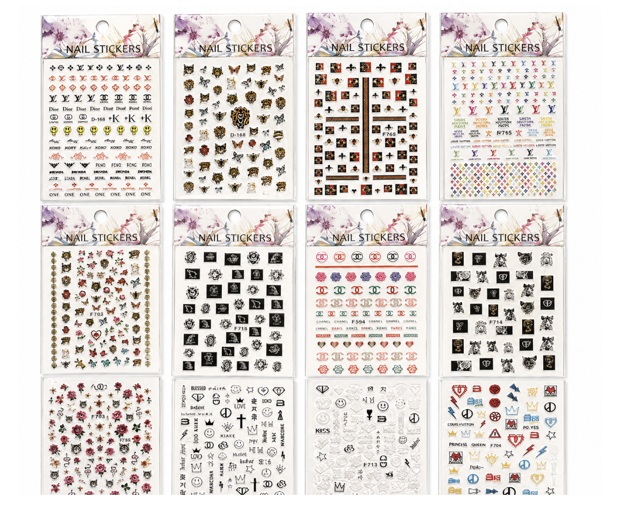 Sticker surtido para la uñas /Paquete con 12 piezas