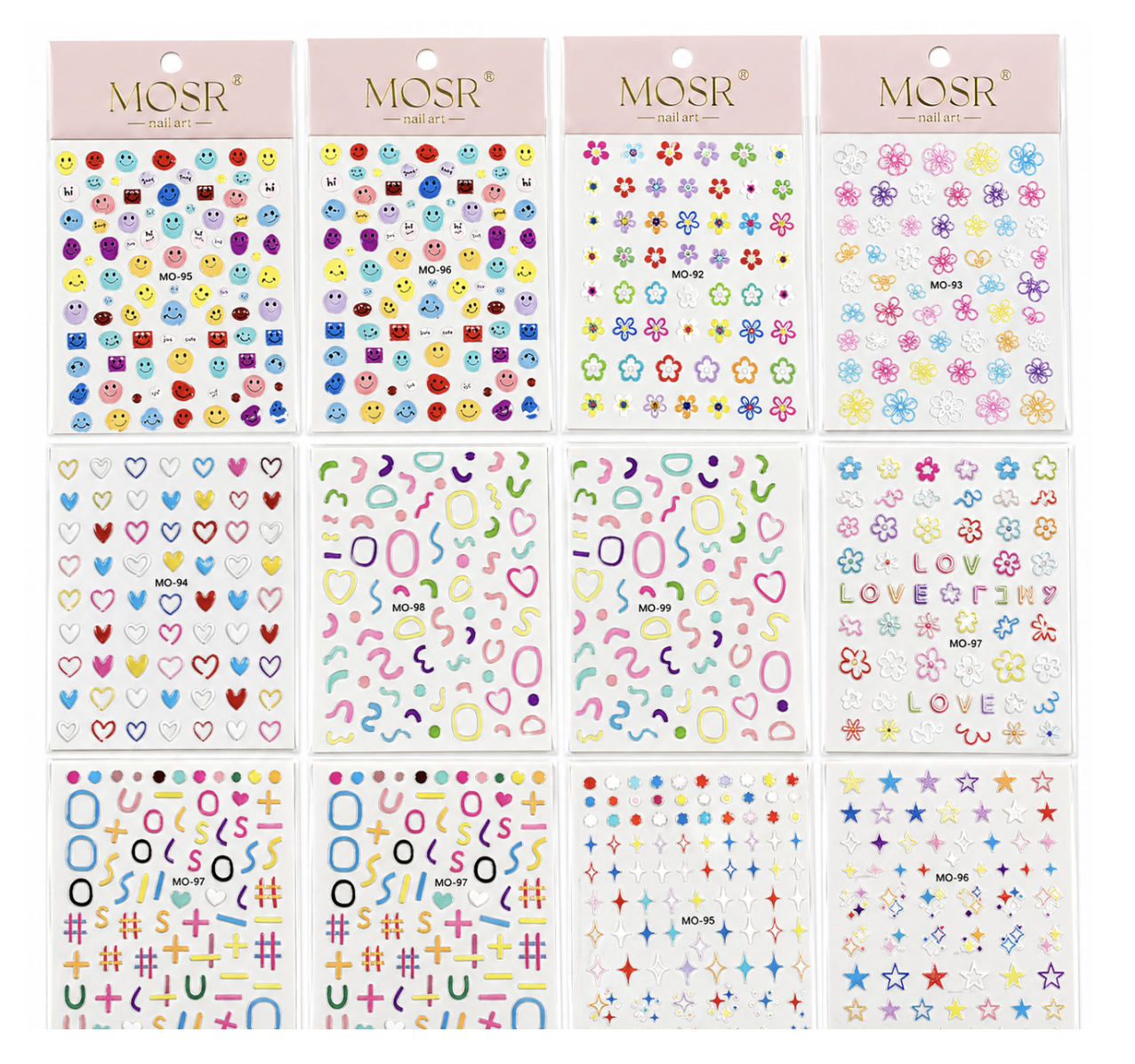 Sticker surtido para la uñas /Paquete con 12 piezas