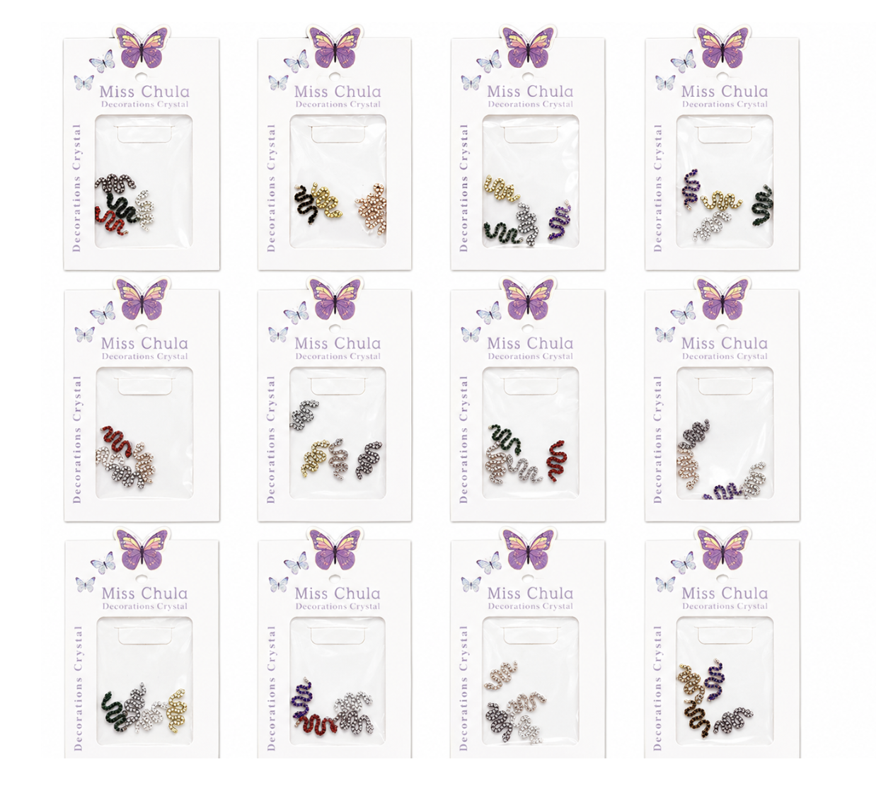 Dije de víbora para decoración de uñas / Paquete con 12 piezas