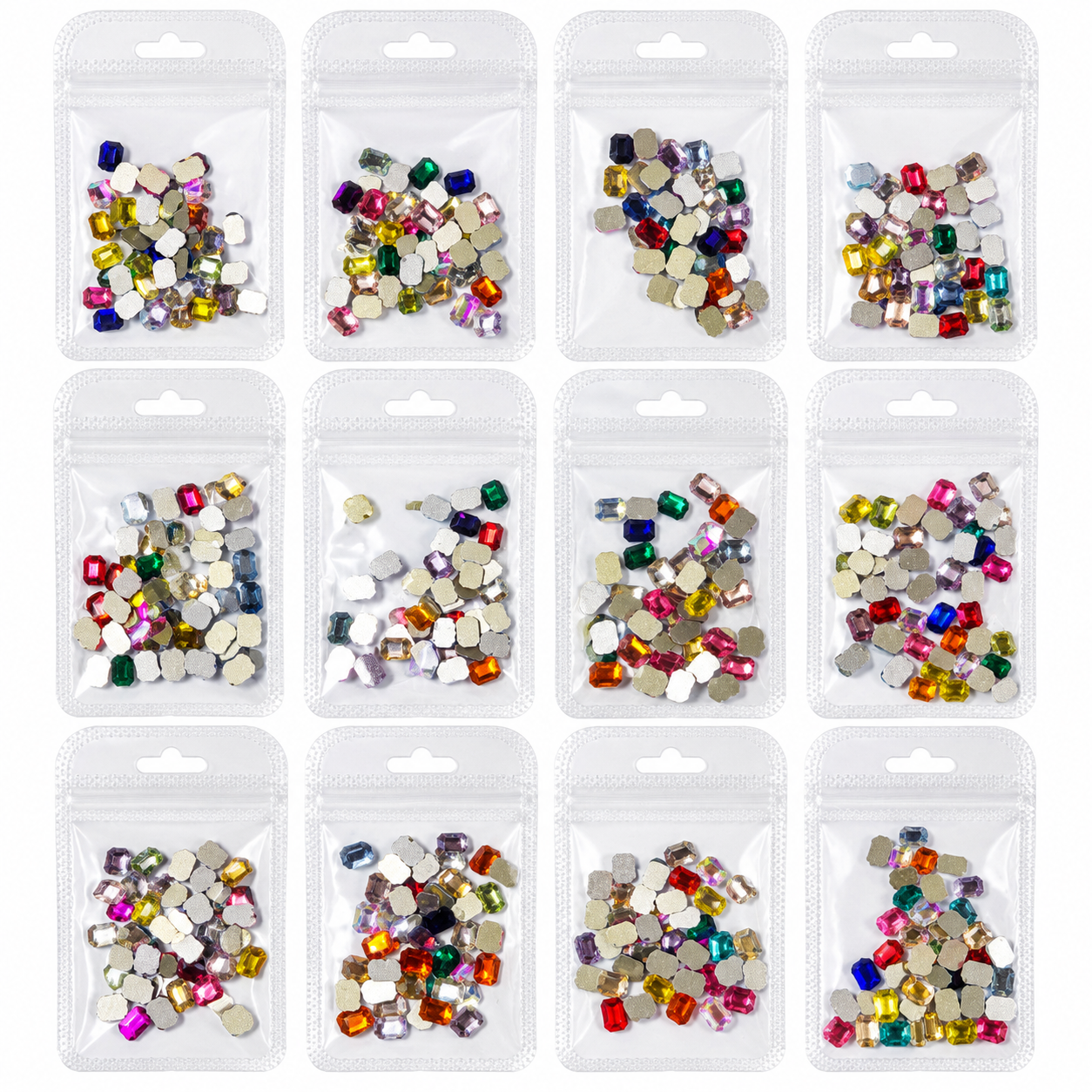 Cristales Decorativos Multicolor para Uñas /Paquete con 12 piezas