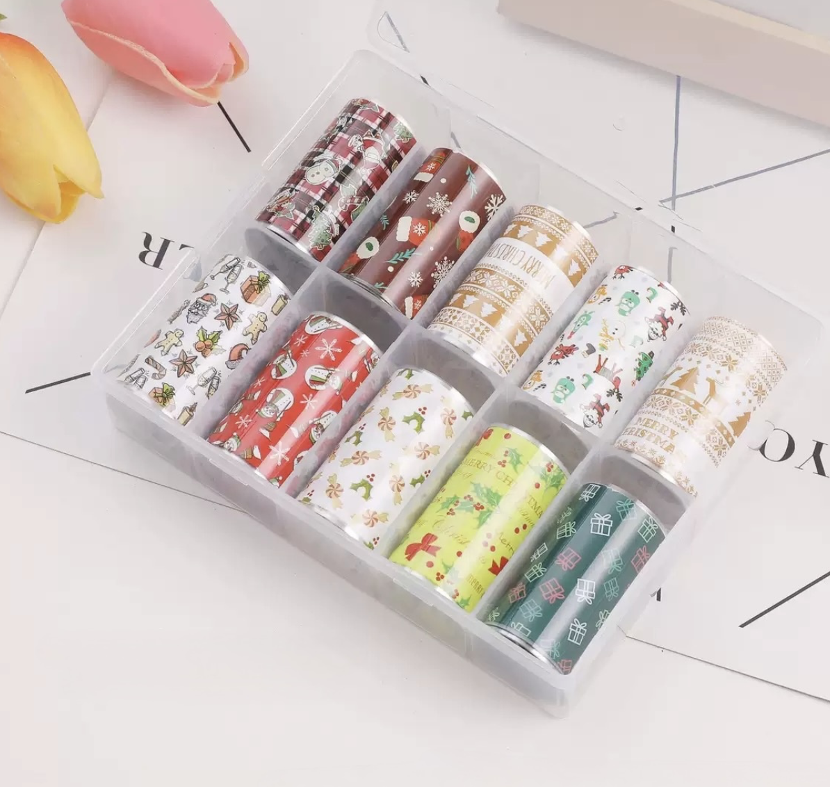 Foil para uñas decorado de navidad /Paquete con 10 pzs