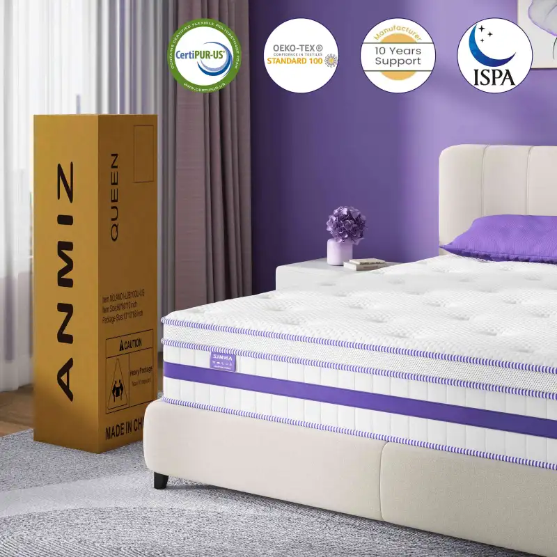 ANMIZ cold gel memory foam and spring mixed mattress, box mattress, CertiPUR-US certification, medium hardness, twin mattress