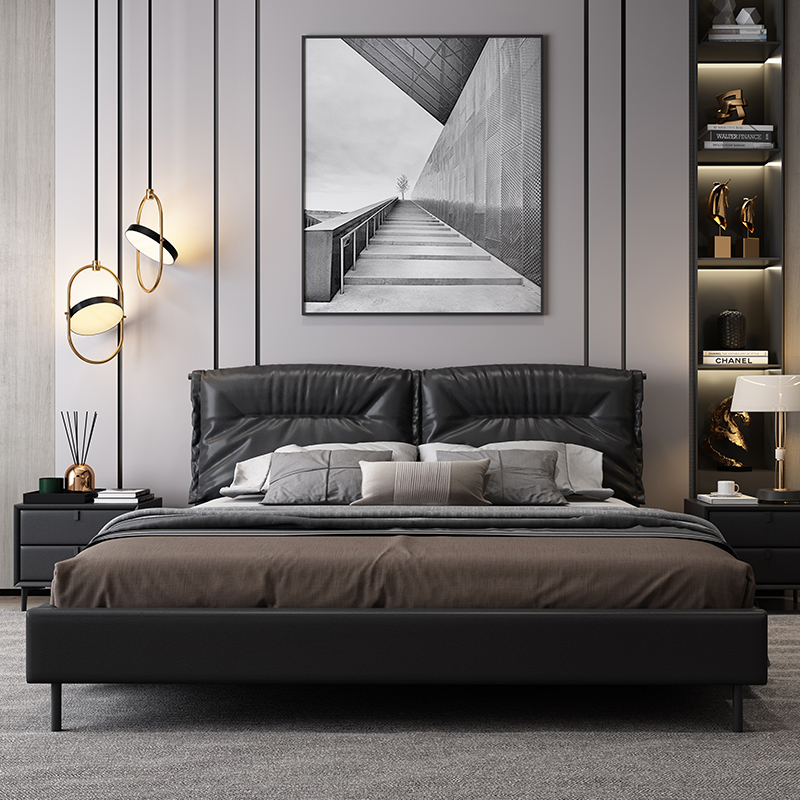 Modern Comfortable Leather Bed