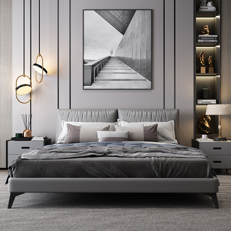 Modern Comfortable Leather Bed