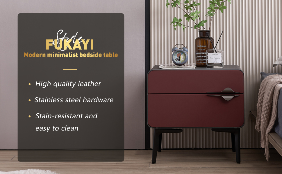 FUKAYI Modern Nightstand with Drawers