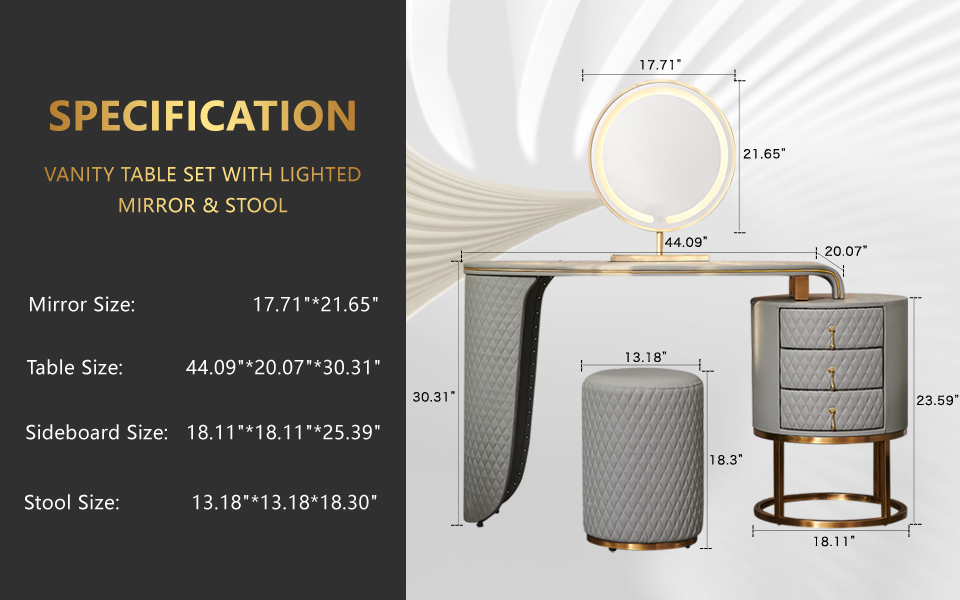 FUKAYI Vanity Makeup Table Set
