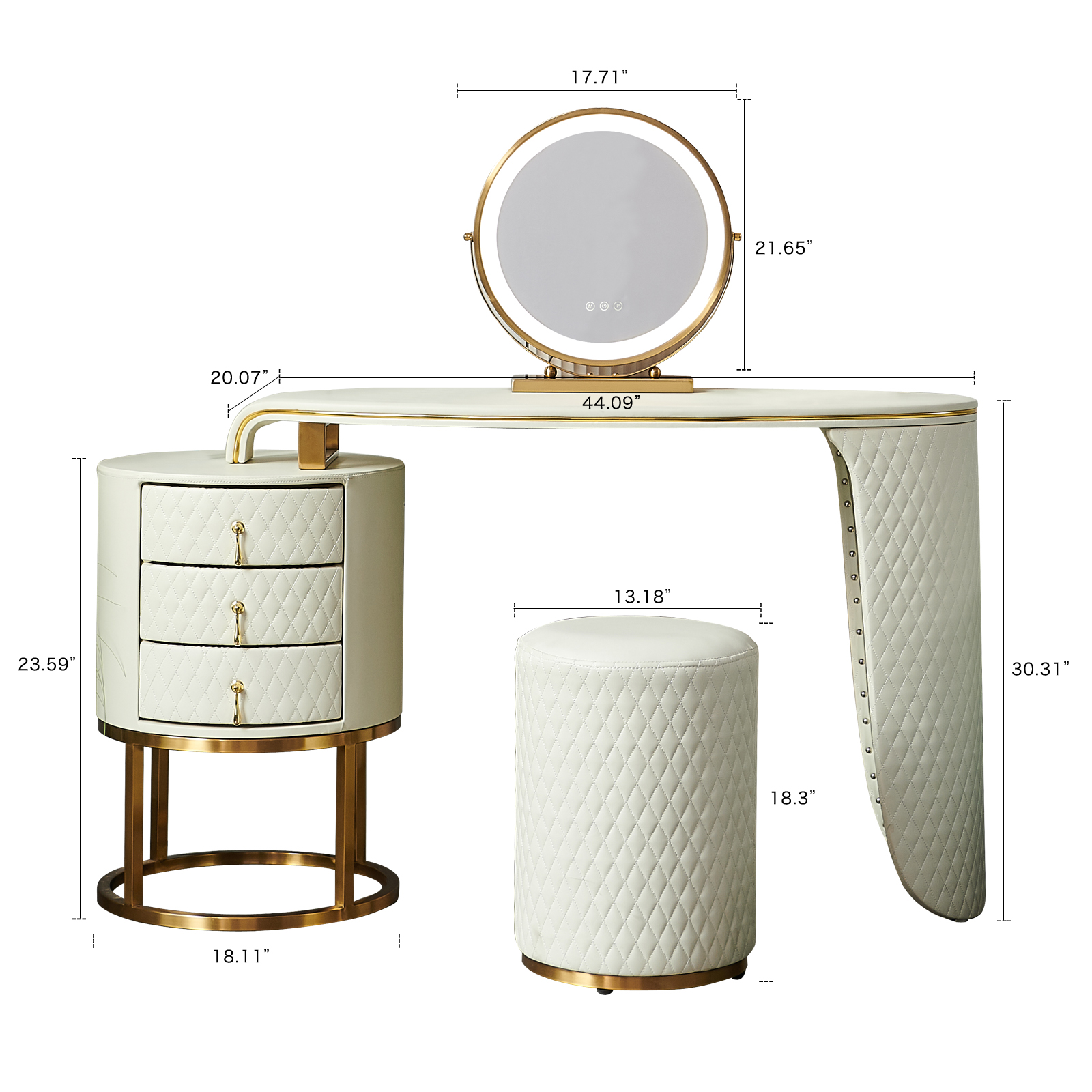 Fukayi Faux Oil Waxed Leather Vanity Stool