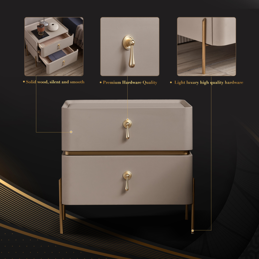 FUKAYI Nightstand, 2 Drawer Dresser for Bedroom,Small Dresser with 2 Drawers, Bedside Furniture & End Table Dresser for Bedroom, Entryway, College Dorm, Metal Frame, Easy Pull Handle