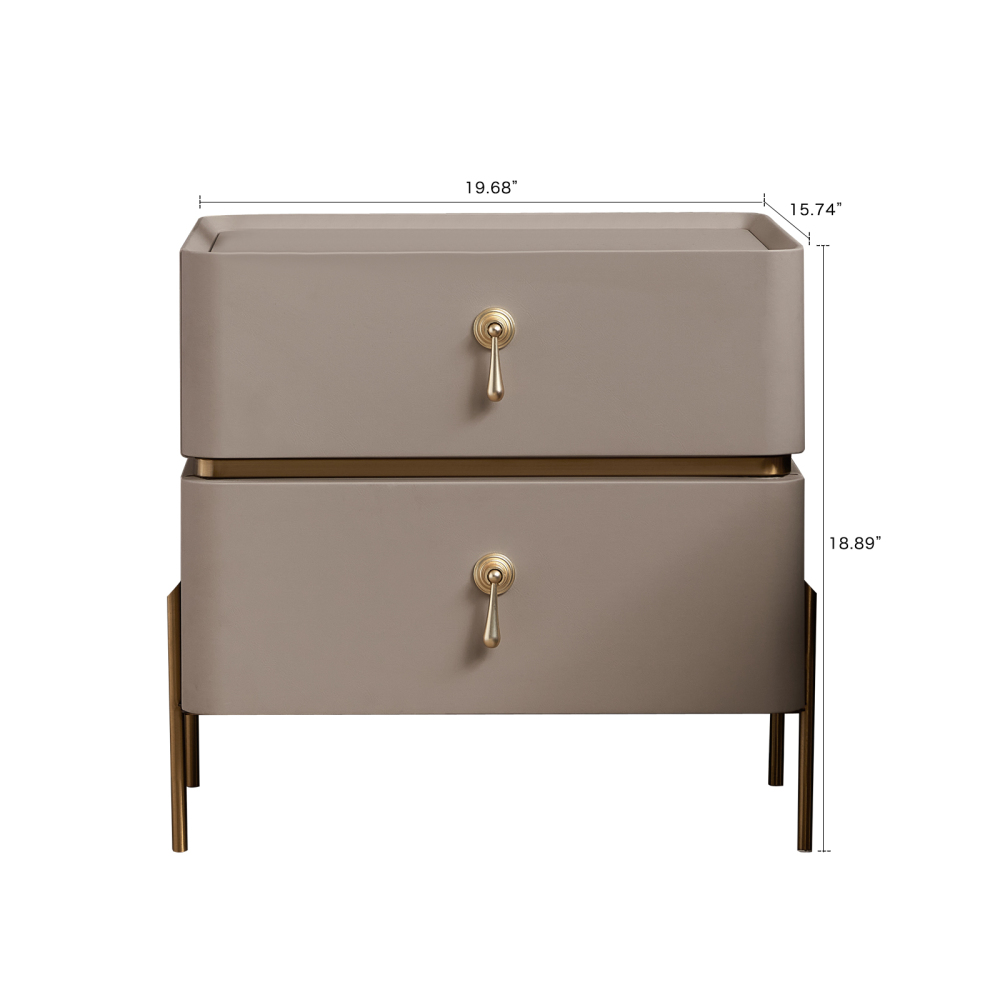 FUKAYI Nightstand, 2 Drawer Dresser for Bedroom,Small Dresser with 2 Drawers, Bedside Furniture & End Table Dresser for Bedroom, Entryway, College Dorm, Metal Frame, Easy Pull Handle